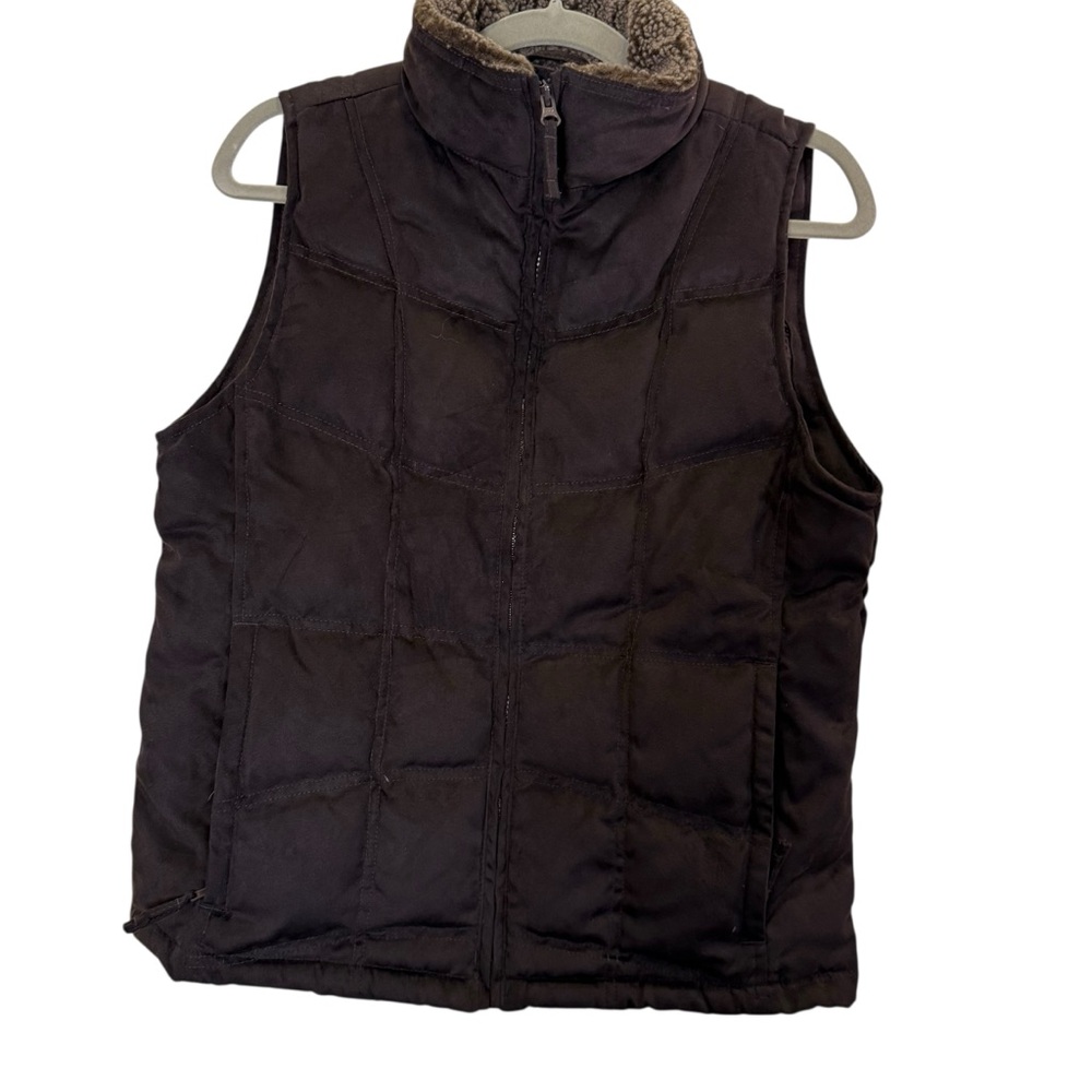 L.L. Bean Women's Brown Goose Down Vest with Sherpa Lined Collar Sz M